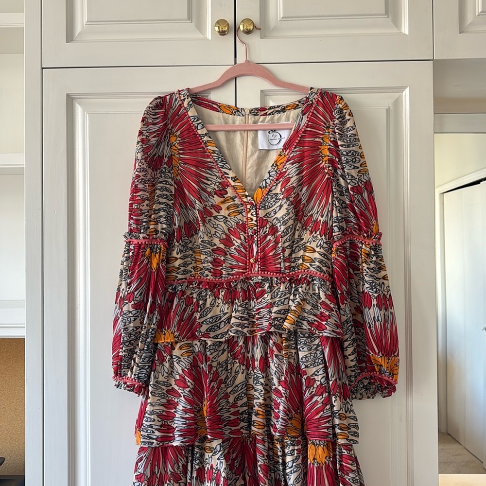 G by Gregory Boho Ruffle Tiered Cotton Dress Designer Size Small - Picture 3 of 16
